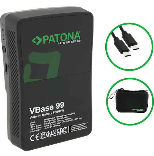 Patona Premium V-mount Akku Vbase 99 Pd100w 99wh Usb-c Usb-a D-tap Samsung Inkl Hardcase