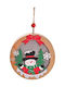 Wooden Christmas Figure Snowman Round Lamp
