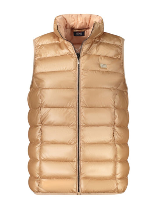 Women's Puffer Jacket Waterproof and Windproof for Spring or Autumn with Hood Gold