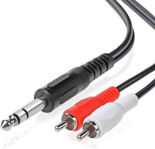 Кабел 6,3 мм мъжки - RCA мъжки 1.5м Прозрачен