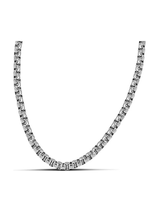 Themelidis Jewels Ανδρική Αλυσίδα Λαιμού από Ατσάλι Λεπτή Πάχους 5mm και Μήκους 65cm