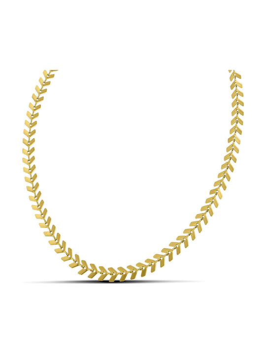 Themelidis Jewels Chain Neck made of Stainless Steel Gold-plated Wide Thickness 6mm and Length 75cm