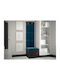 Hartford 386 Eingangsmöbel mit Spiegel & Garderobe Black, Blue 42x46x186cm
