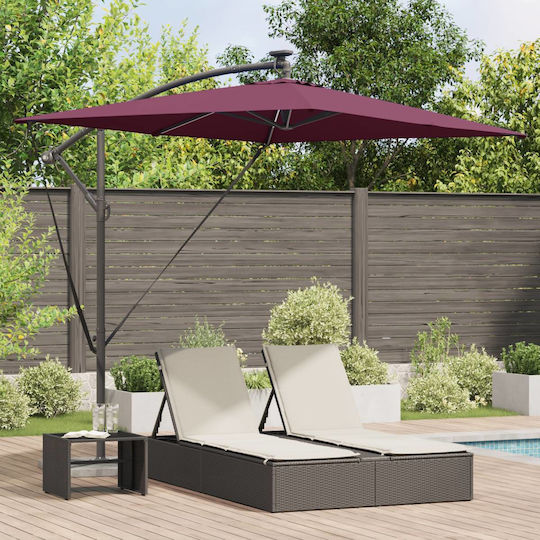 Hanging Metal Burgundy Garden Parasol 2.94x2xHeight 2.54m