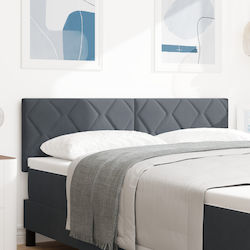 vidaXL Табла за легло, Текстил, Тъмносиво, 144x...
