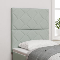 vidaXL Табла за легло Текстил Light Gray