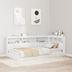 vidaXL Tăblie De Pat Din Lemn Albă 217.5x76.5cm