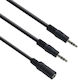 3.5mm Jack Cable Female - 2x 3.5mm Male Black 1m AUX-5