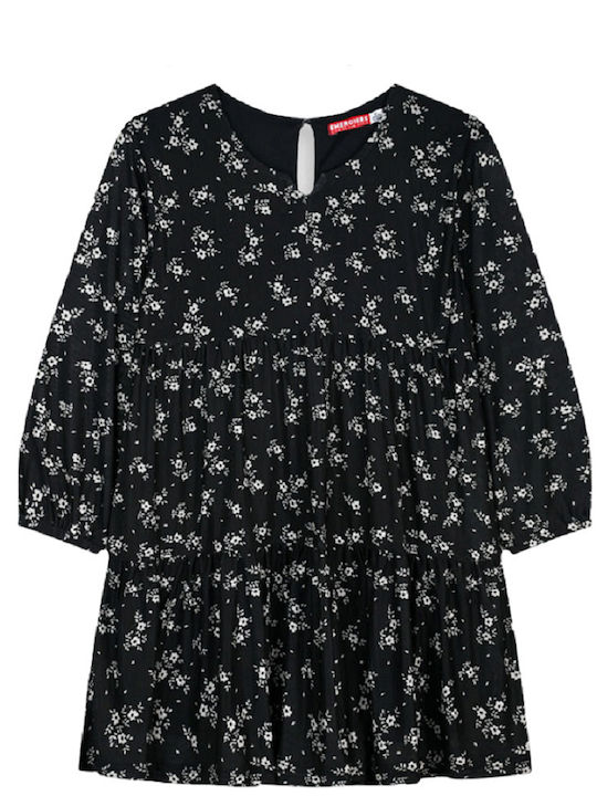 Rochie pentru Copii Mânecă lungă Din tul Floral Black