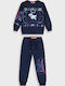 Kids Sweatpants Set Blue 2pcs Space