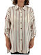 Women's Striped Long Sleeve Shirt Orange