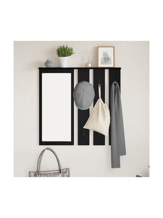 vidaXL Wooden Wall Hanger Black 84x10cm 1pc