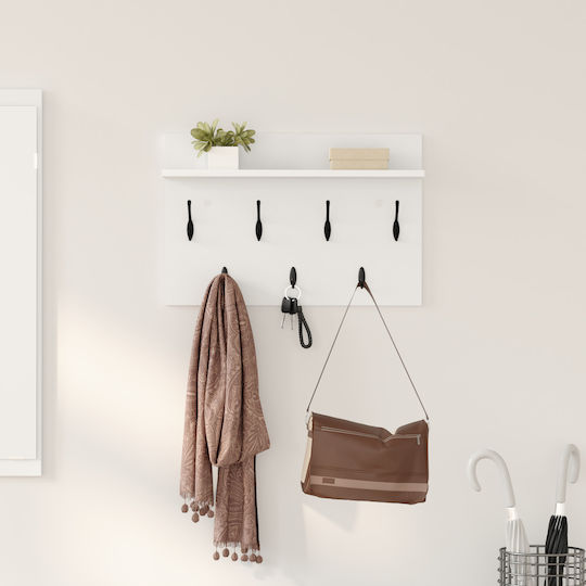 vidaXL Κρεμάστρα Τοίχου Ξύλινη Λευκή 60x12x40cm
