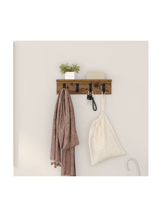 vidaXL Wooden Wall Hanger Brown 40x10.5x10.5cm 1pc