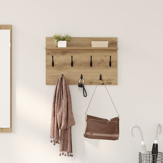 vidaXL Wooden Wall Hanger Beige 60x12x40cm 1pc