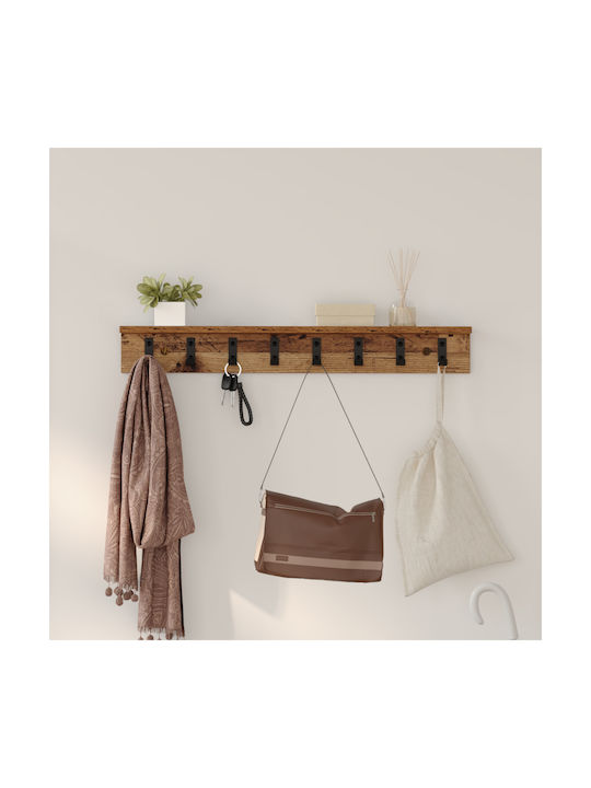 vidaXL Wall Hanger Wooden Brown 80x10.5x10.5cm