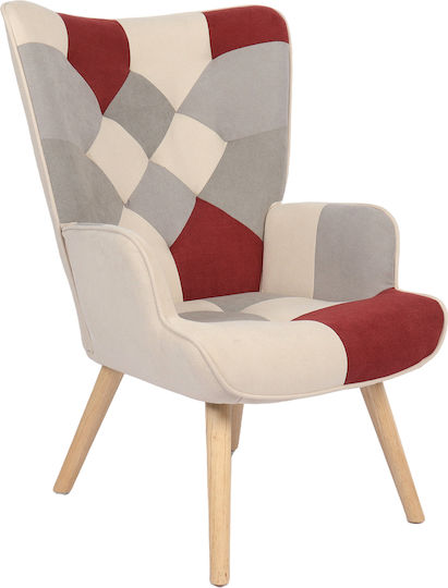 Μπερζέρα Briar 73x69x96cm Μπορντό/γκρι Patchwork Μπερζέρα Briar 73x69x96cm Μπορντό/γκρι Patchwork