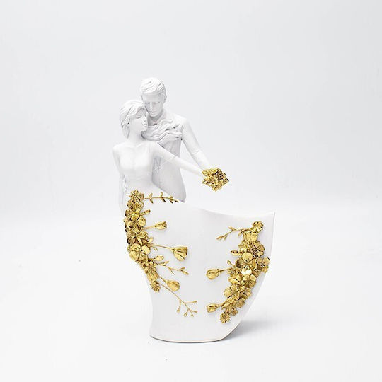 Pair Polyresin White Gold 12x5.5x20.5cm