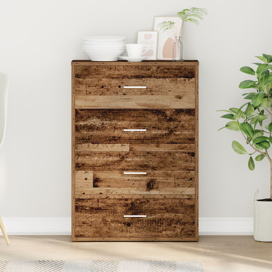Wooden & Metallic Chest of Drawers with 4 Drawers Coffee 60x31x84cm