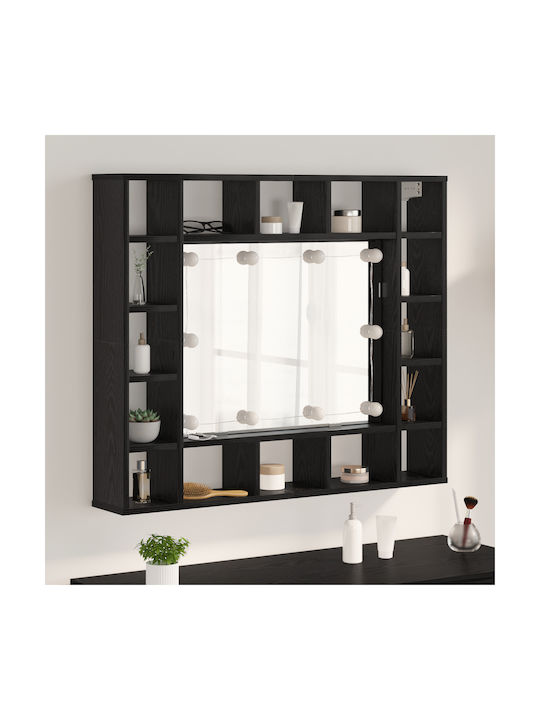 vidaXL Wall Mirror with Black Wooden Frame & LE...