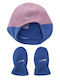 Swoosh Kids Beanie Set with Gloves Fleece Blue for Newborn