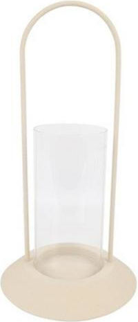 Metall Laterne Beige Glas 25x48