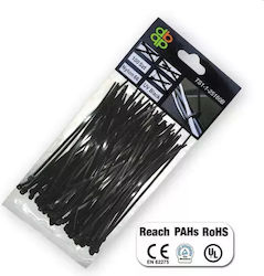 Bradas Δεματικά Καλωδίων Πλαστικά 300mmx3.6mm σε Μαύρο χρώμα (100τμχ)