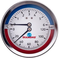Termomanometru 1/2" 80mm 0-120 0-6 Bar Spate
