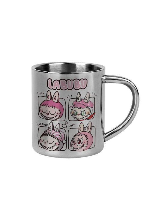 Koupakoupa Labubu Pink Mug Metallic with Lid Pi...