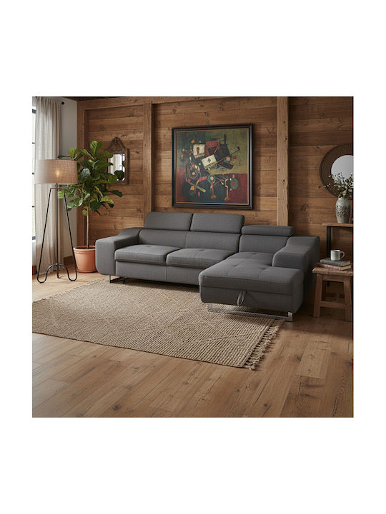 Encore Colțar Canapea Pat cu Colțul din Dreapta și Spațiu de Depozitare Gri 285x205x90cm