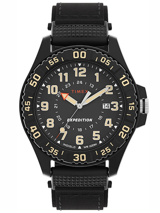 Timex Експедиция Мъжки часовник 42mm На батерия с Черен текстилен каишка