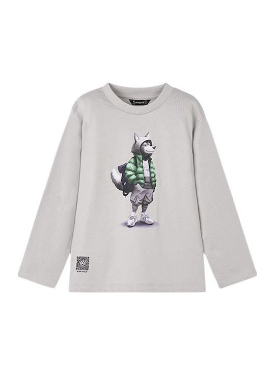 Kids' Shirt Long Sleeve Grey Silver Wolf