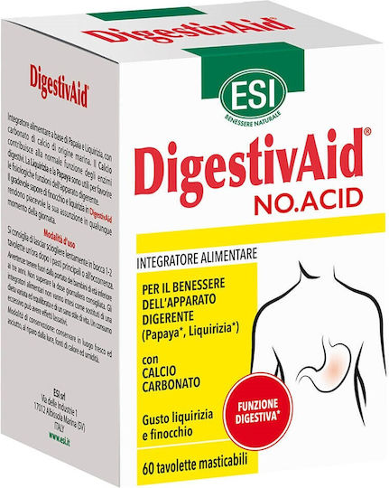 ESI DigestivAid No Acid Ειδικό Συμπλήρωμα Διατροφής 60 μασώμενες ταμπλέτες