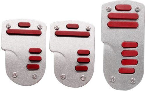 Rchang Car Pedal Set Non Slip Universal Aluminum Red 3pcs