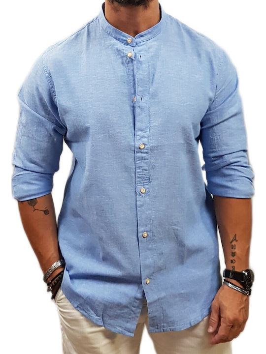 Vittorio Artist Long Sleeve Linen Shirt in Narr...