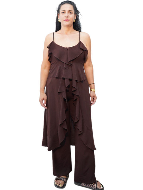 Femei Brown Set cu Pantaloni