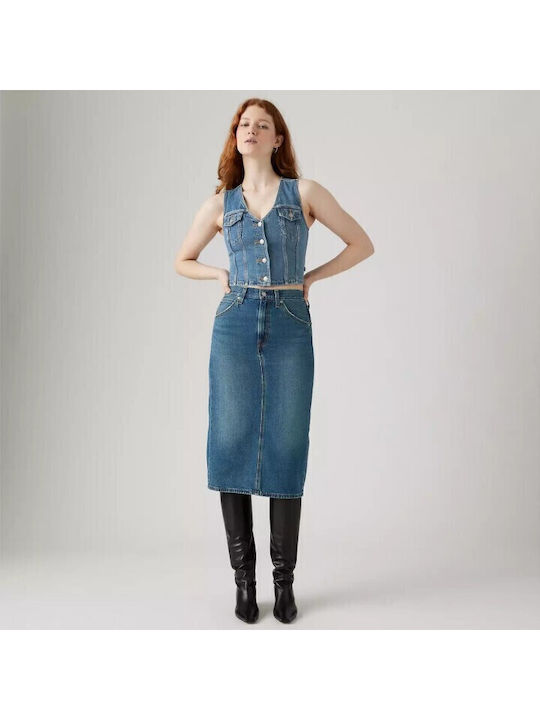 Denim Hoch tailliert Rock Blau