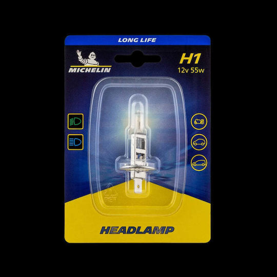 Michelin Λάμπα Αυτοκινήτου Long Life H1 Αλογόνου 12V 55W