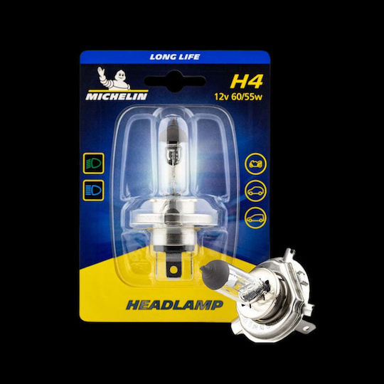 Michelin Lamps Car Long Life H4 Halogen 12V 1pcs