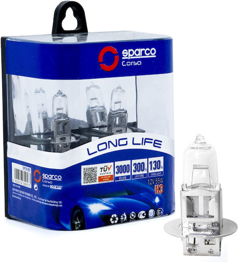 Sparco Lămpi Autoturismului H3 Halogen 3000K Alb cald 12V 55W 2buc