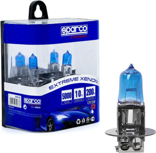 Sparco Lampen Auto H3 Halogen 5000K Kaltes Weiß 12V 55W 2Stück