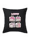 Labubu Pink Μαξιλάρι Καναπέ Μαύρο 100% Βαμβάκι Περιέχεται Γέμισμα 50x50cm