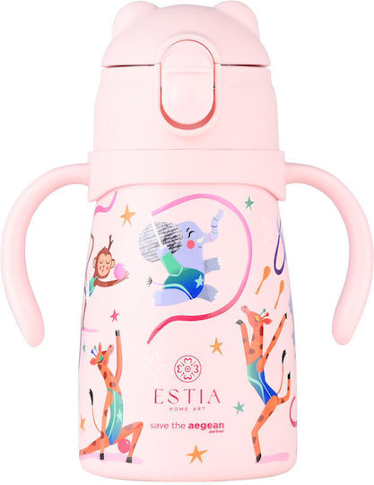 Estia Bubble Bottle Save The Aegean Kids Water Bottle Thermos Stainless Steel with Pop-Up Cap Non Spill Wild Stunts 300ml