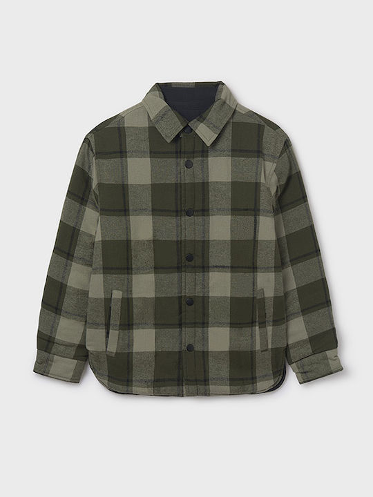 Kids Checked Shirt Long Sleeve Olive