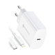 Forcell с USB-C порт и кабел USB-C - Lightning 20W Power Delivery / Quick Charge 4.0 Бял (F-Energy)