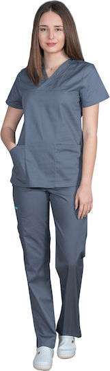 Alezi Women's Gray Pants & Blouse Set Cotton and Polyester