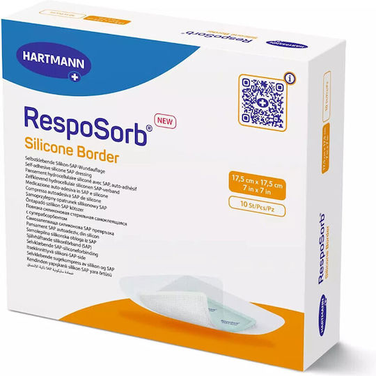 Hartmann RespoSorb Silicone Border Waterproof & Sterilized Plasters 15x15cm 10pcs