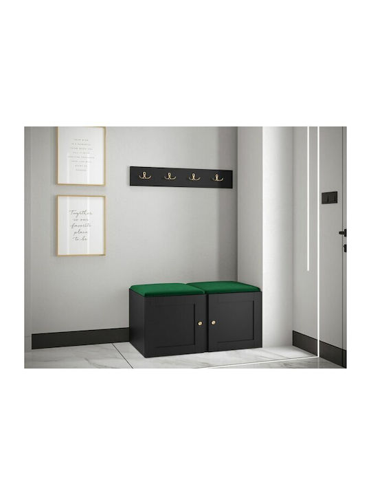 Hartford 376 Eingangsmöbel mit Spiegel & Garderobe Πράσινο, Μαύρο 84x44x42cm