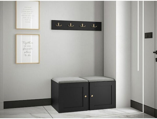 Hartford 376 Entry Furniture with Mirror & Hanger Grey, Black 84x44x42cm