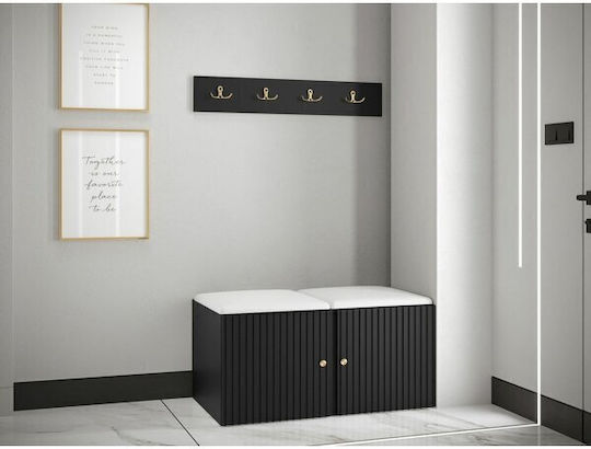 Hartford 384 Eingangsmöbel mit Spiegel & Garderobe White, Black 84x44x42cm